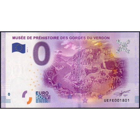 04 - Quinson - Musée de Préhistoire des Gorges du Verdon - UEFE-2016-1 - Etat : NEUF