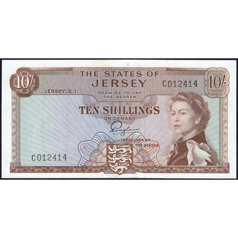 Jersey - Pick 7a - 10 shillings - Série C - 1963 - Etat : SPL+