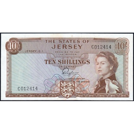 Jersey - Pick 7a - 10 shillings - Série C - 1963 - Etat : SPL+