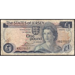 Jersey - Pick 11a - 1 pound - Série KB - 1976 - Etat : B