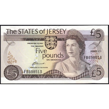 Jersey - Pick 12a - 5 pounds - Série FB - 1976 - Etat : TTB+ à SUP