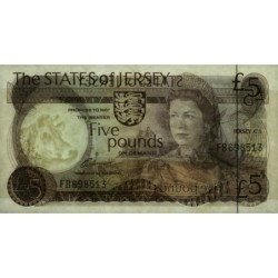 Jersey - Pick 12a - 5 pounds - Série FB - 1976 - Etat : TTB+ à SUP