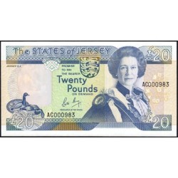 Jersey - Pick 18a - 20 pounds - Série AC - 1989 - Petit numéro - Etat : NEUF