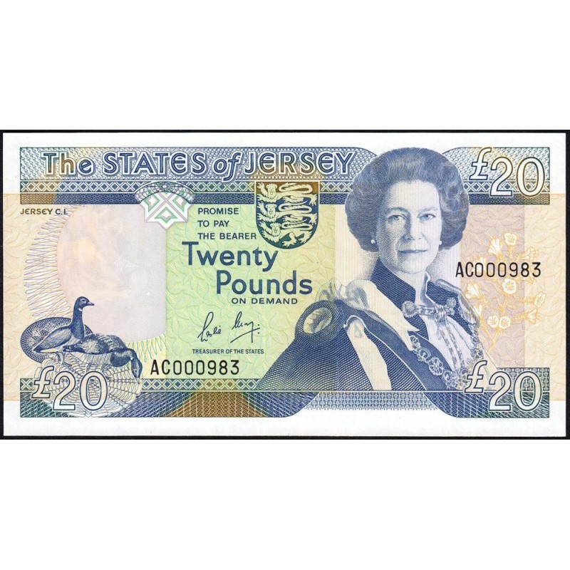 Jersey - Pick 18a - 20 pounds - Série AC - 1989 - Petit numéro - Etat : NEUF
