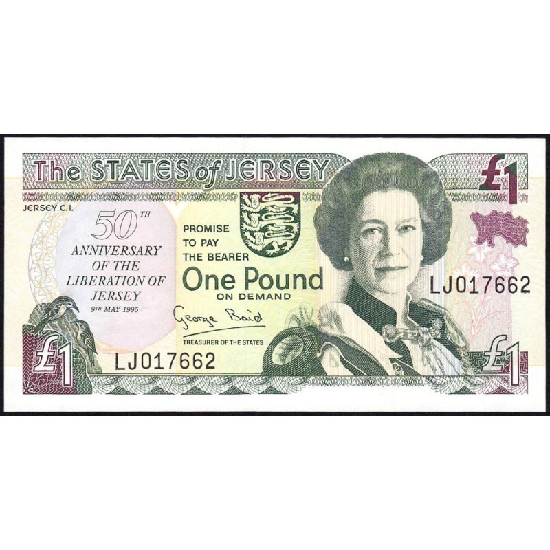 Jersey - Pick 25 - 1 pound - Série LJ - 09/05/1995 - Commémoratif - Etat : NEUF