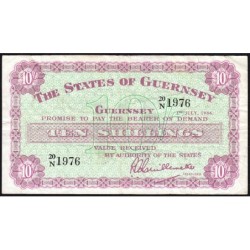 Guernesey - Pick 42c - 10 shillings - Série 20/N - 01/07/1966 - Etat : TTB-