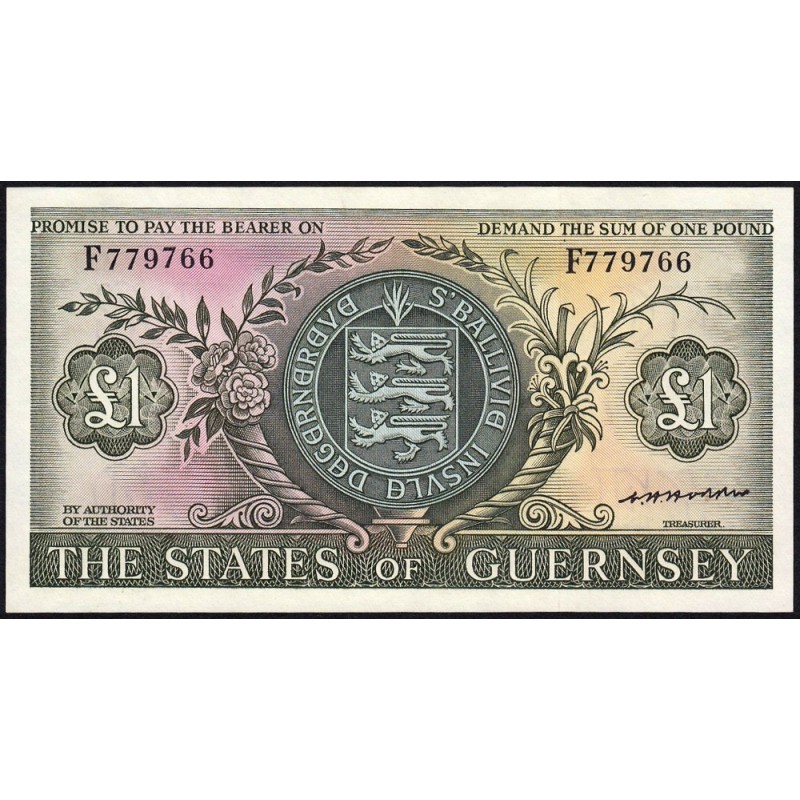Guernesey - Pick 45b - 1 pound - Série F - 1972 - Etat : NEUF
