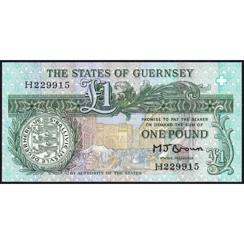 Guernesey - Pick 48b - 1 pound - Série H - 1989 - Etat : NEUF