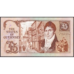 Guernesey - Pick 49a - 5 pounds - Série A - 1980 - Petit numéro - Etat : NEUF