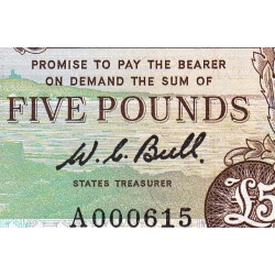 Guernesey - Pick 49a - 5 pounds - Série A - 1980 - Petit numéro - Etat : NEUF