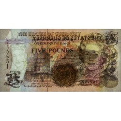 Guernesey - Pick 56b - 5 pounds - Série C - 2003 - Petit numéro - Etat : NEUF