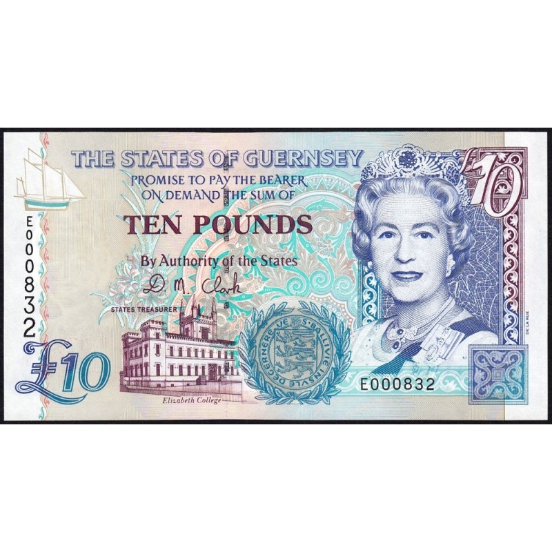 Guernesey - Pick 57c - 10 pounds - Série E - 2004 - Petit numéro - Etat : NEUF