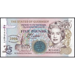 Guernesey - Pick 60 - 5 pounds - Série M - 2000 - Commémoratif - Etat : NEUF
