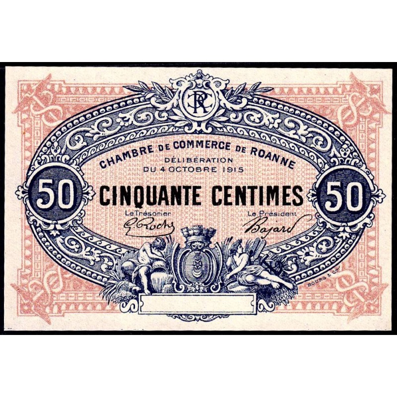 Roanne - Pirot non répertorié - 50 centimes - Epreuve 3 de l'avers - Etat : NEUF