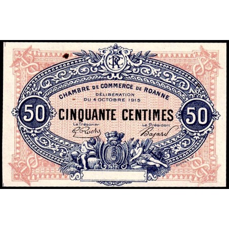 Roanne - Pirot non répertorié - 50 centimes - Epreuve 3 de l'avers - Etat : NEUF