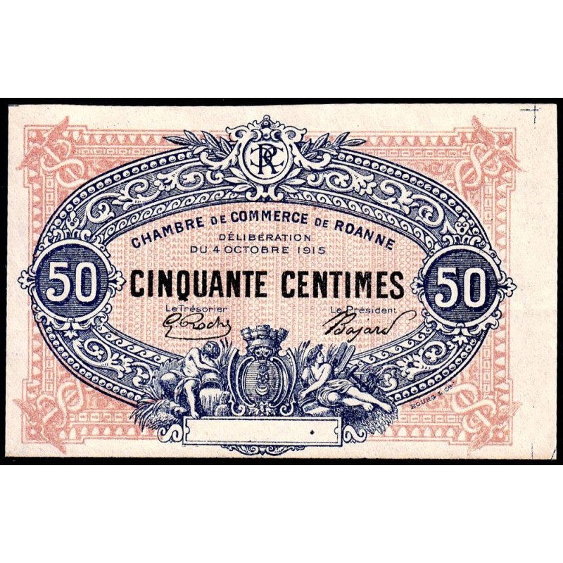 Roanne - Pirot non répertorié - 50 centimes - Epreuve 3 de l'avers - Etat : SPL