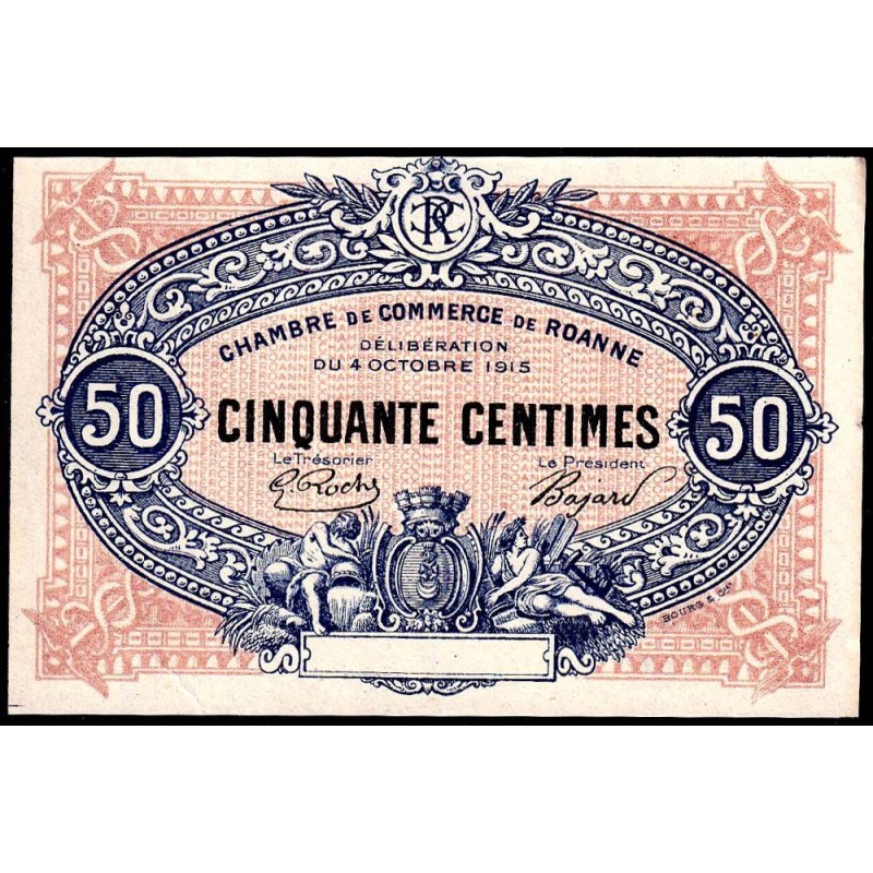 Roanne - Pirot non répertorié - 50 centimes - Epreuve 3 de l'avers - Etat : SPL