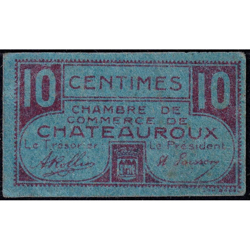 Chateauroux - Pirot 46-32 - 10 centimes - Série A - Sans date - Etat : TTB+