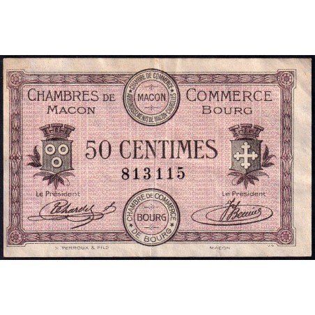 Macon et Bourg - Pirot 78-1 - 50 centimes - Sans série - 01/09/1915 - Etat : TTB