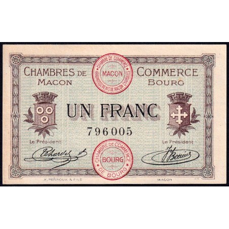 Macon et Bourg - Pirot 78-3 - 1 franc - Sans série - 01/09/1915 - Etat : SPL-