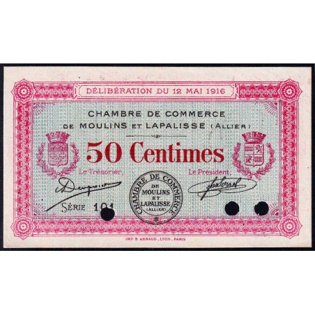 Moulins et Lapalisse - Pirot 86-2a - 50 cent. - Série 101 - 12/05/1916 - Spécimen - Etat : NEUF