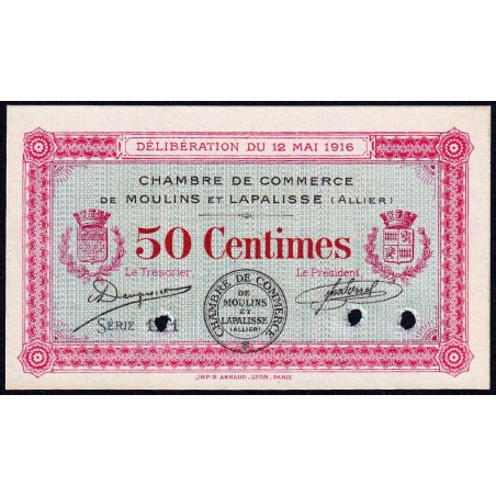 Moulins et Lapalisse - Pirot 86-2b - 50 cent. - Série 1.1 - 12/05/1916 - Spécimen - Etat : NEUF