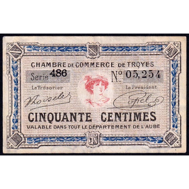 Troyes - Pirot 124-13 - 50 centimes - Série 486 - 7e émission - Sans date - Etat : TTB