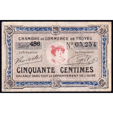 Troyes - Pirot 124-13 - 50 centimes - Série 486 - 7e émission - Sans date - Etat : TTB