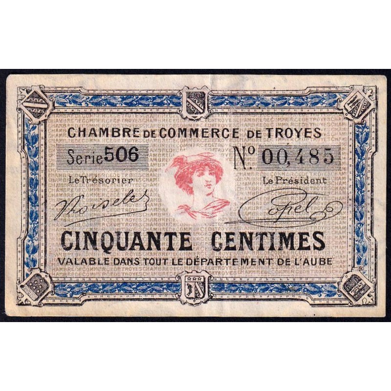 Troyes - Pirot 124-13 - 50 centimes - Série 506 - 7e émission - Sans date - Etat : TTB