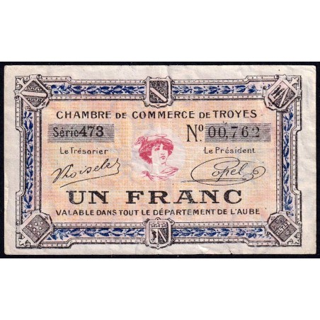 Troyes - Pirot 124-14 - 1 franc - Série 473 - 7e émission - Sans date - Etat : TB+