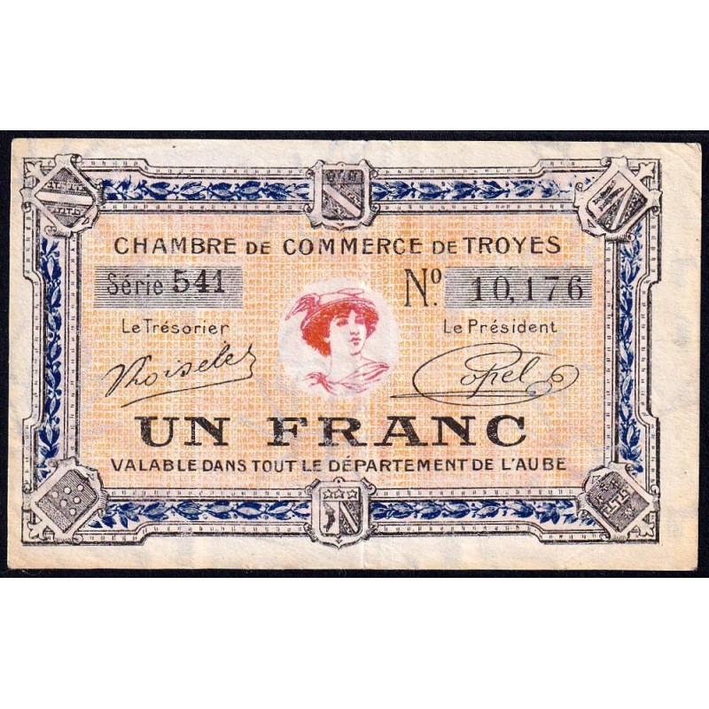 Troyes - Pirot 124-14 - 1 franc - Série 541 - 7e émission - Sans date - Etat : TB+