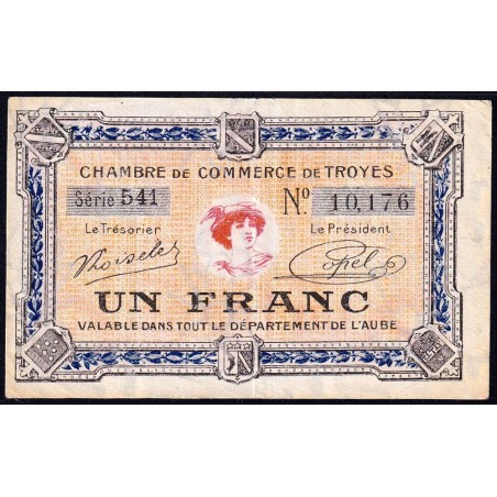 Troyes - Pirot 124-14 - 1 franc - Série 541 - 7e émission - Sans date - Etat : TB+