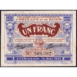 Orléans et Blois - Pirot 96-7 - 1 franc - 15/05/1921 - 2me émission - Etat : TTB+