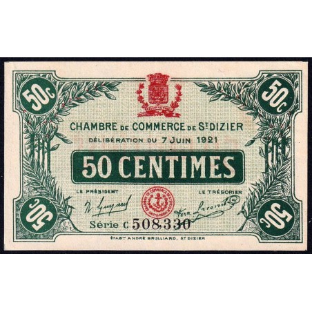 Saint-Dizier - Pirot 113-21 - 50 centimes - Série C - 07/06/1921 - Etat : SUP