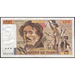 F 69-06 - 1982 - 100 francs - Delacroix modifié - Série N.57 - Etat : TB-