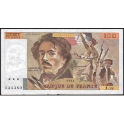 F 69-06 - 1982 - 100 francs - Delacroix modifié - Série A.58 - Etat : TB+