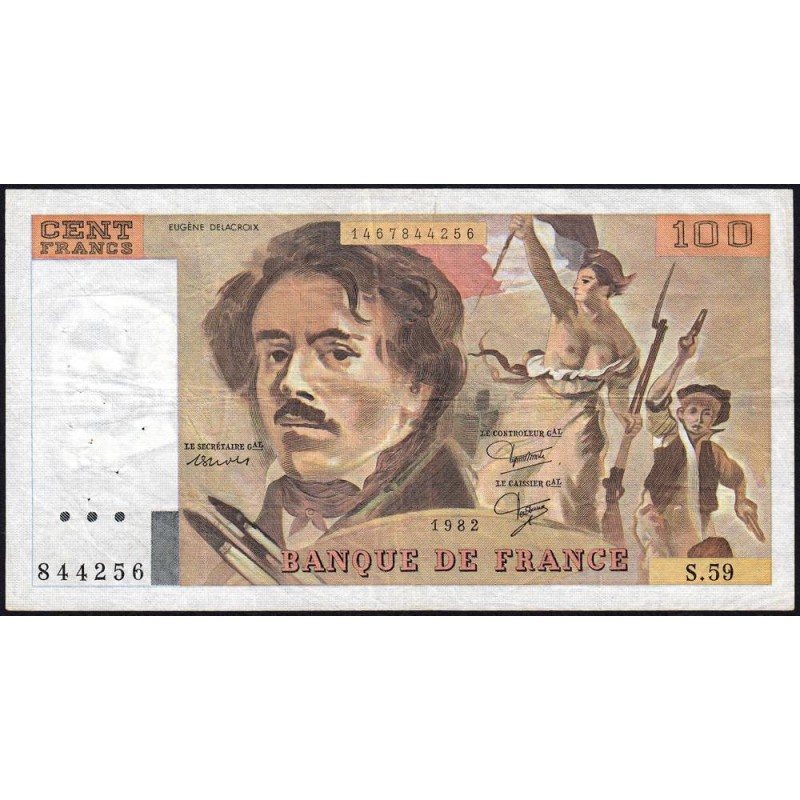 F 69-06 - 1982 - 100 francs - Delacroix modifié - Série S.59 - Etat : TB+
