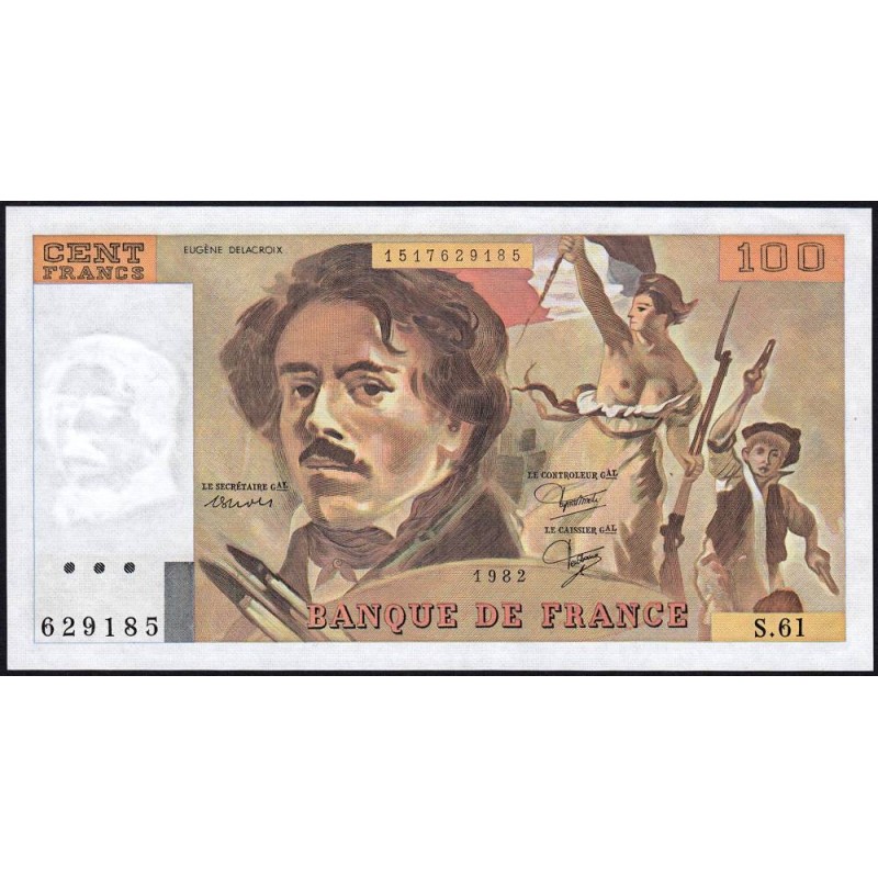 F 69-06 - 1982 - 100 francs - Delacroix modifié - Série S.61 - Etat : pr.NEUF
