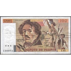 F 69-07 - 1983 - 100 francs - Delacroix modifié - Série Z.65 - Etat : TB+