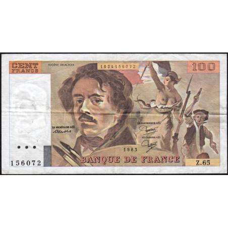 F 69-07 - 1983 - 100 francs - Delacroix modifié - Série Z.65 - Etat : TB+