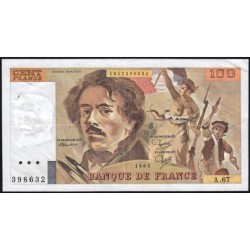 F 69-07 - 1983 - 100 francs - Delacroix modifié - Série A.67 - Etat : TTB