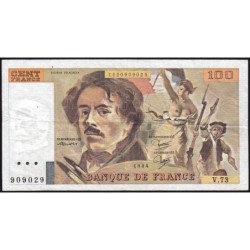 F 69-08a - 1984 - 100 francs - Delacroix modifié - Série V.73 - Etat : TB+