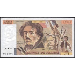 F 69-08a - 1984 - 100 francs - Delacroix modifié - Série J.74 - Etat : TTB