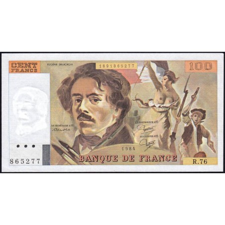 F 69-08a - 1984 - 100 francs - Delacroix modifié - Série R.76 - Etat : SPL+
