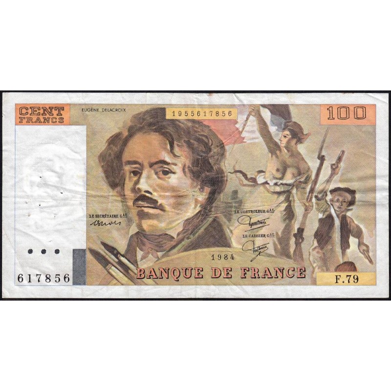 F 69-08a - 1984 - 100 francs - Delacroix modifié - Série F.79 - Etat : TB