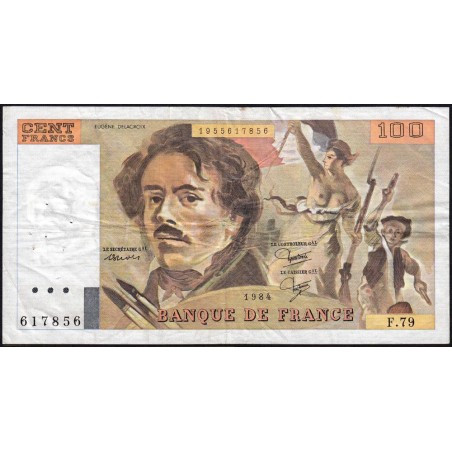 F 69-08a - 1984 - 100 francs - Delacroix modifié - Série F.79 - Etat : TB