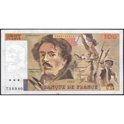 F 69-08a - 1984 - 100 francs - Delacroix modifié - Série U.79 - Etat : TB+