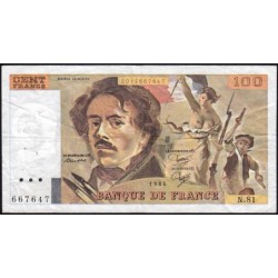 F 69-08a - 1984 - 100 francs - Delacroix modifié - Série N.81 - Etat : TB+