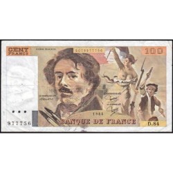 F 69-08a - 1984 - 100 francs - Delacroix modifié - Série D.84 - Etat : TB-