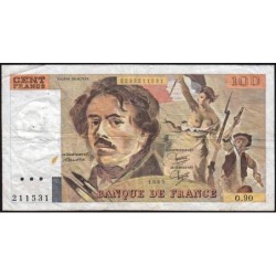 F 69-09 - 1985 - 100 francs - Delacroix modifié - Série O.90 - Etat : TB-